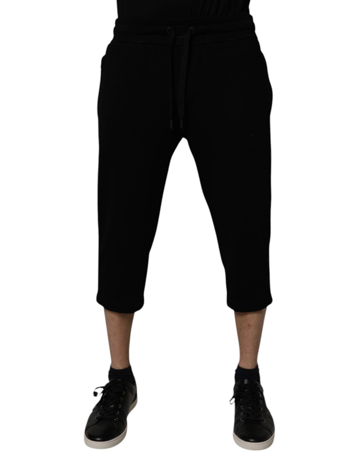 Dolce &amp; Gabbana zwarte joggingbroek van gemengd katoen, cropped model.