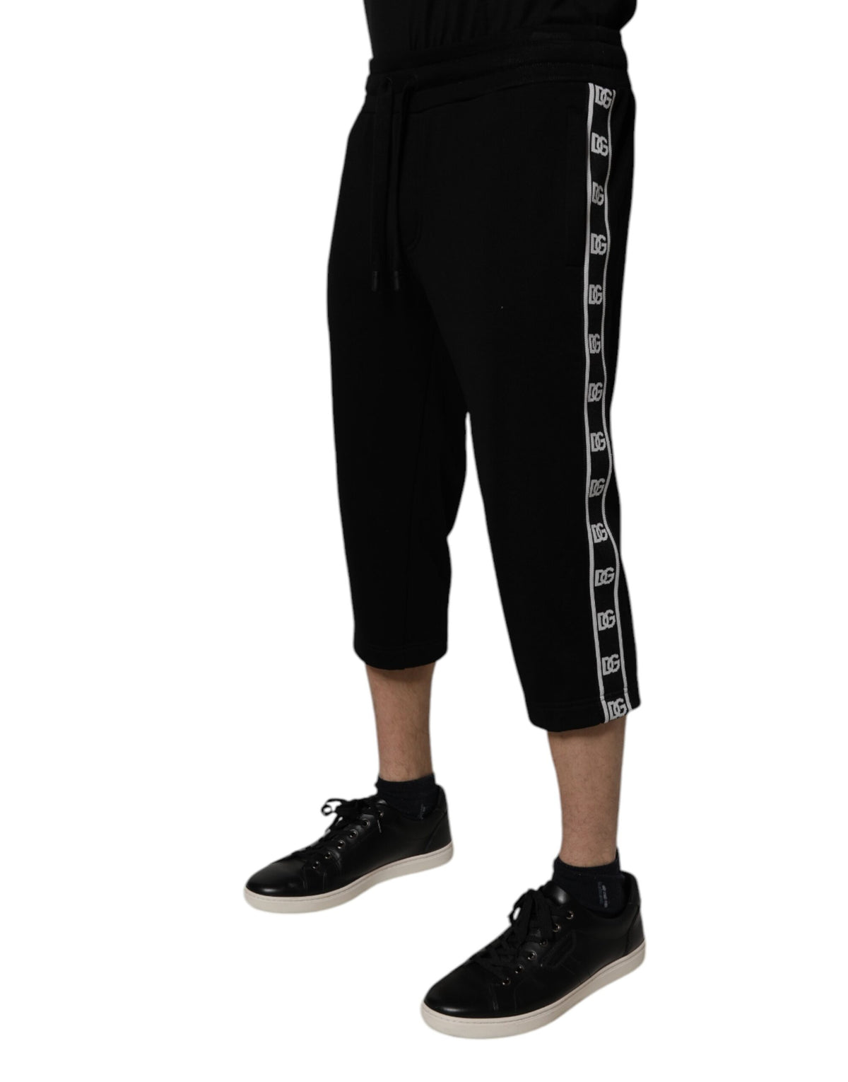 Pantalon de survêtement court en coton mélangé noir Dolce &amp; Gabbana
