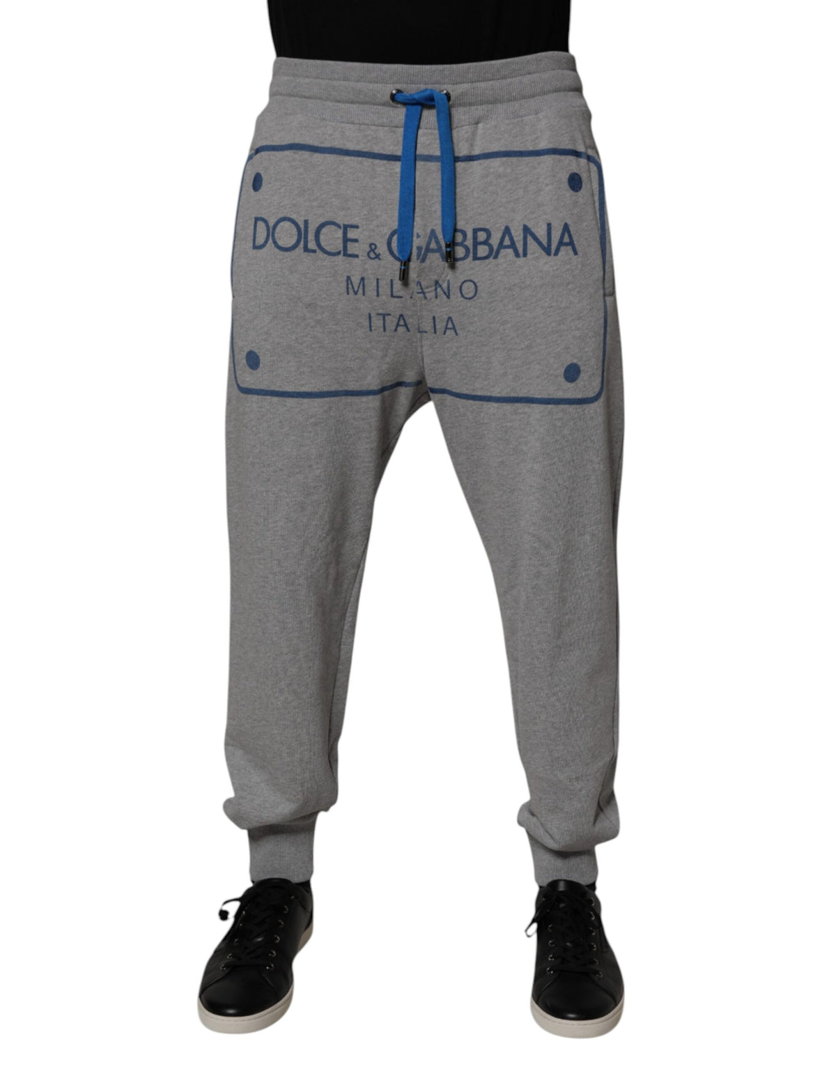 Pantalon de jogging en coton gris avec logo Dolce &amp; Gabbana pour homme