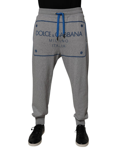 Pantalon de jogging en coton gris avec logo Dolce &amp; Gabbana pour homme