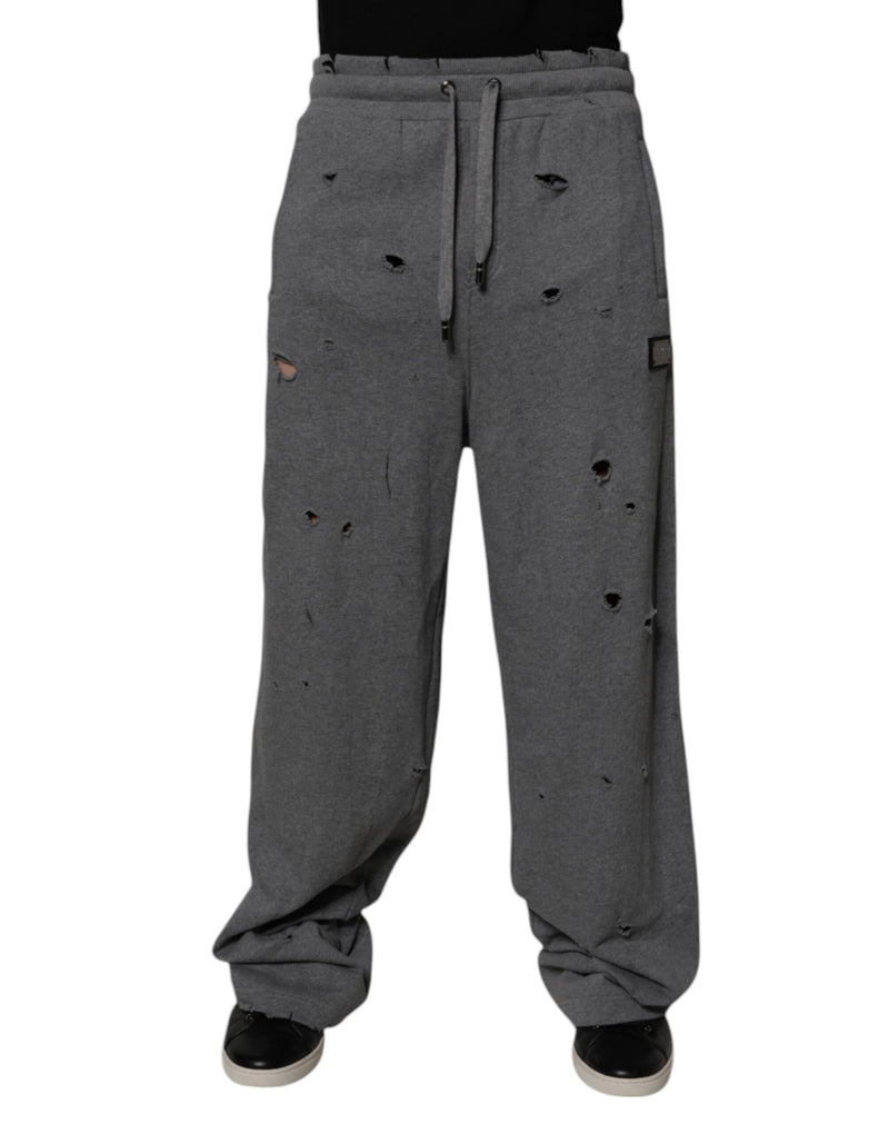 Dolce &amp; Gabbana grijze katoenen RipStyle rechte sweatpants.