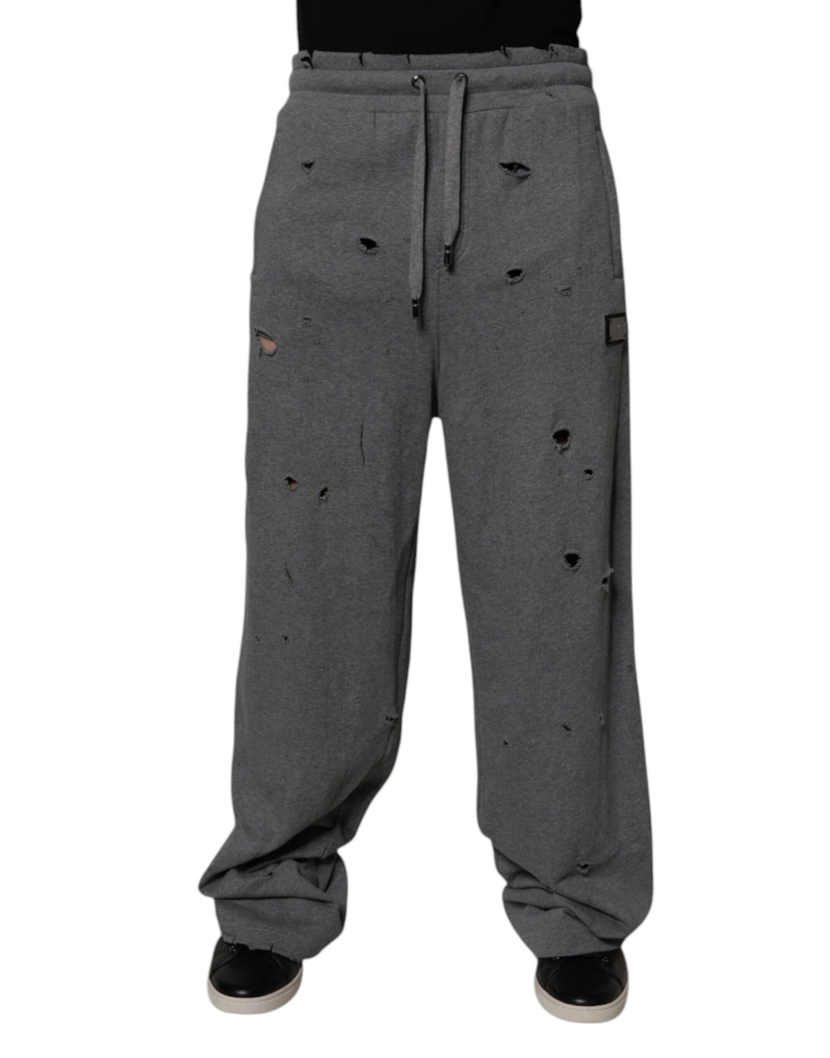 Pantalon de survêtement droit en coton gris RipStyle de Dolce &amp; Gabbana