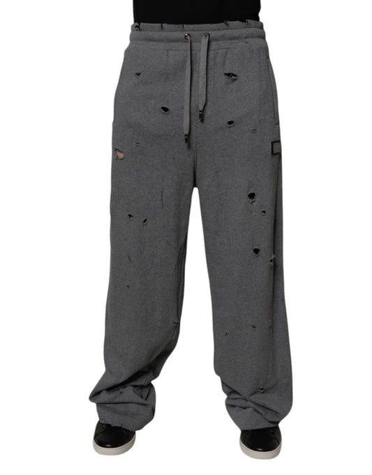 Dolce &amp; Gabbana grijze katoenen RipStyle rechte sweatpants.