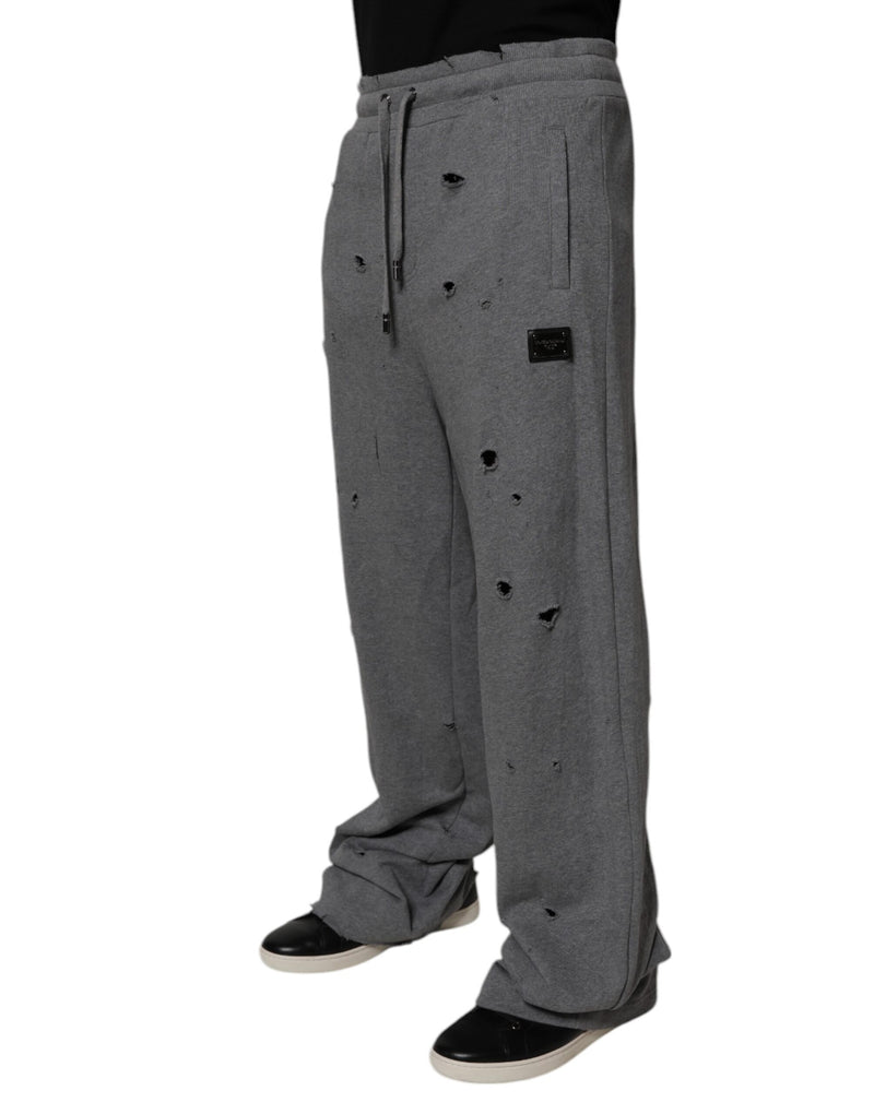 Dolce &amp; Gabbana grijze katoenen RipStyle rechte sweatpants.