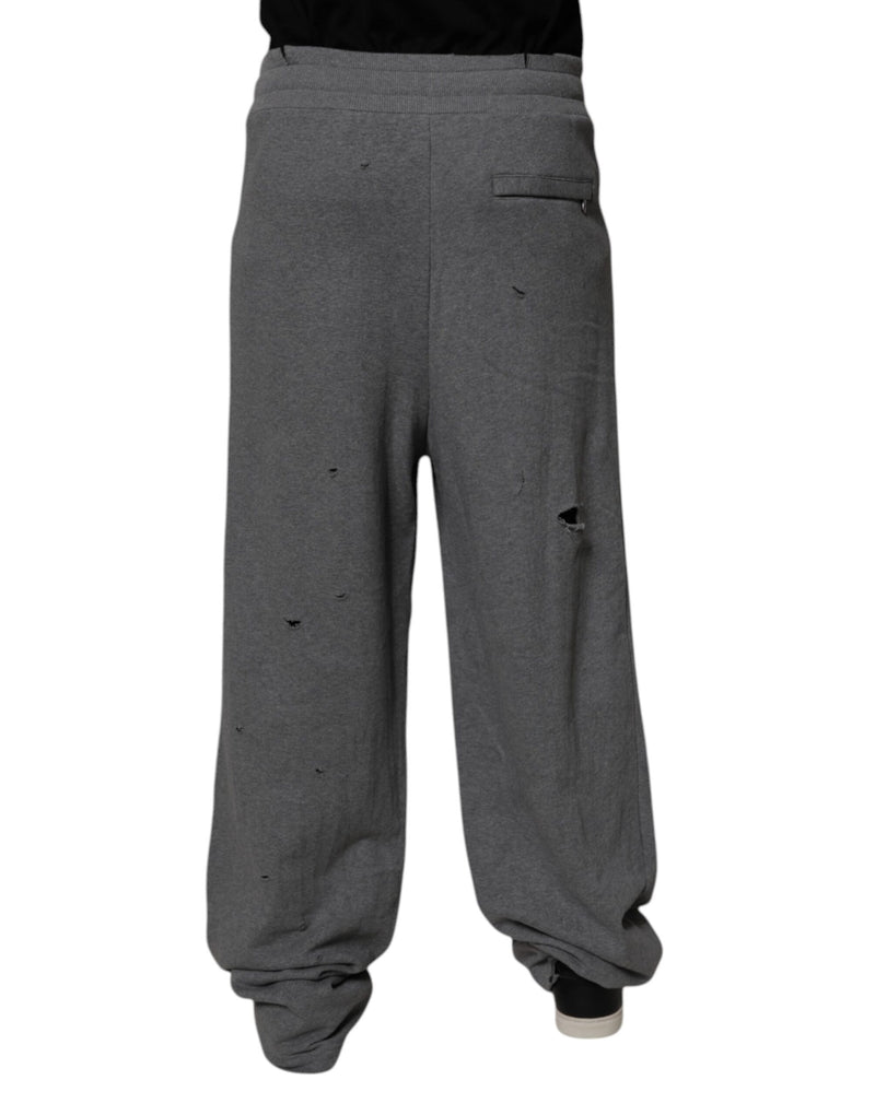 Dolce &amp; Gabbana grijze katoenen RipStyle rechte sweatpants.