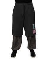 Pantalon de survêtement droit en coton gris foncé à plusieurs épaisseurs de Dolce &amp; Gabbana