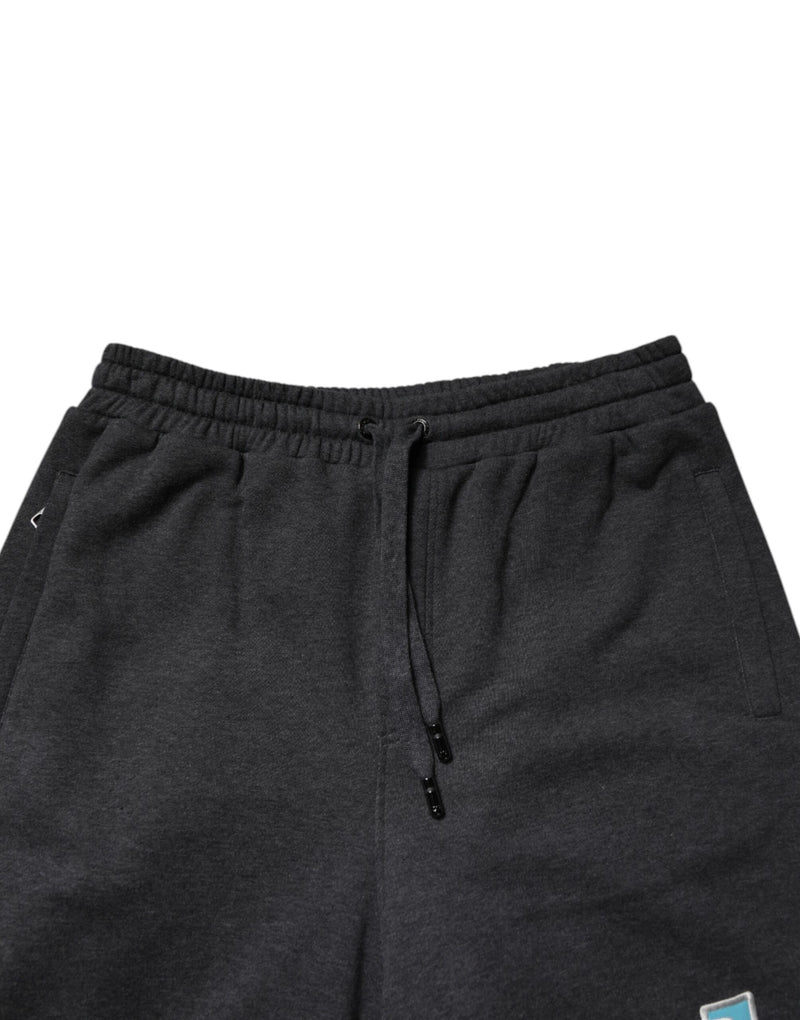 Dolce &amp; Gabbana donkergrijze katoenen, gelaagde, rechte joggingbroek