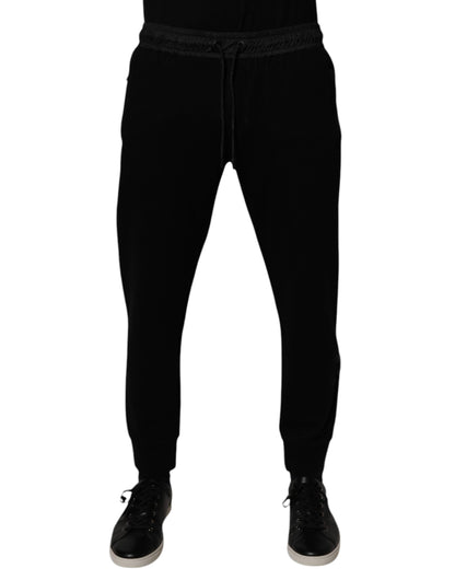 Dolce & Gabbana Black Cotton Blend Men Jogger Sweatpants Pants