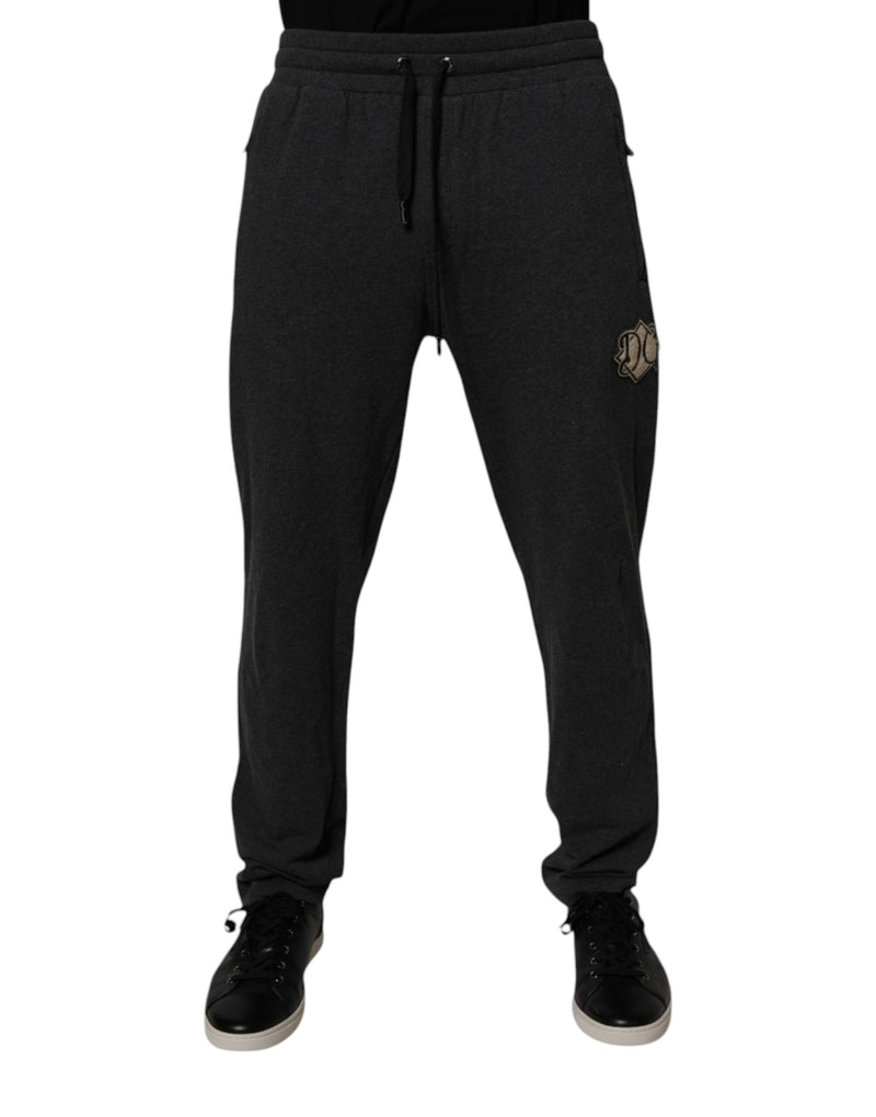 Dolce &amp; Gabbana donkergrijze katoenen joggingbroek met logo