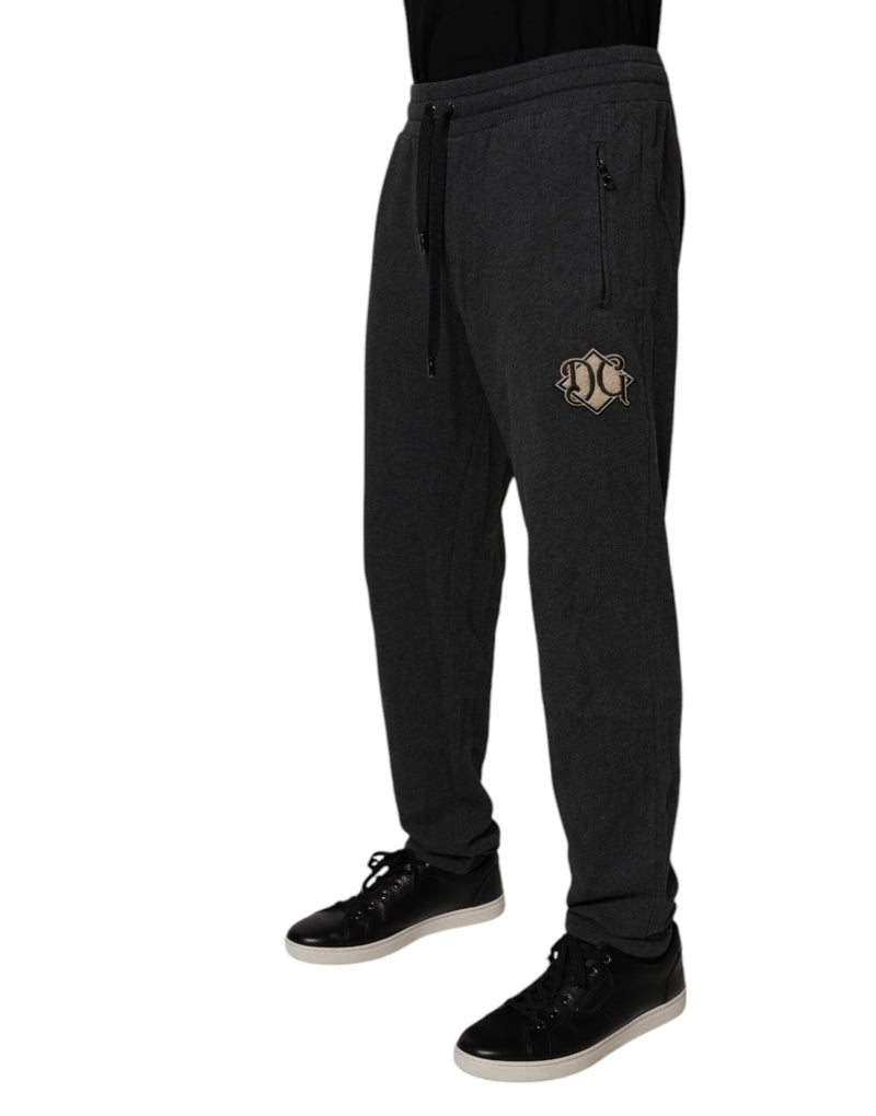 Dolce &amp; Gabbana donkergrijze katoenen joggingbroek met logo