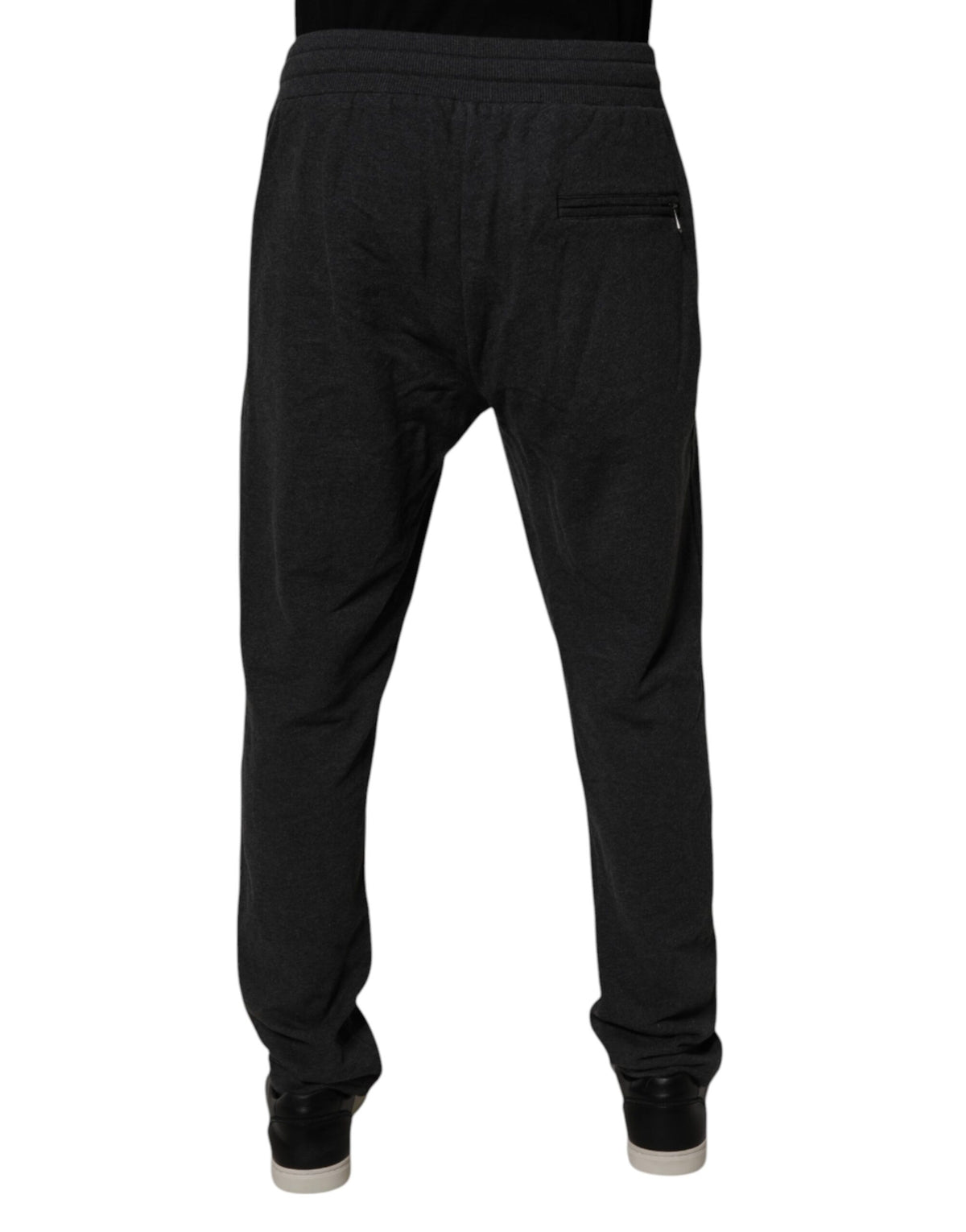 Pantalon de jogging en coton gris foncé avec logo Dolce &amp; Gabbana