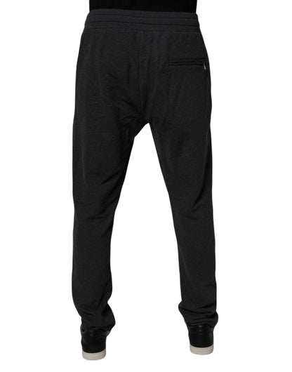 Dolce & Gabbana Dark Gray Logo Cotton Jogger Sweatpants Pants