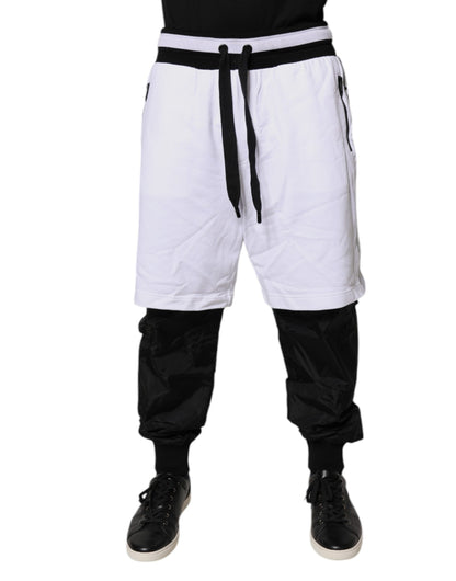 Pantalon de survêtement en coton noir et blanc à plusieurs épaisseurs de Dolce &amp; Gabbana