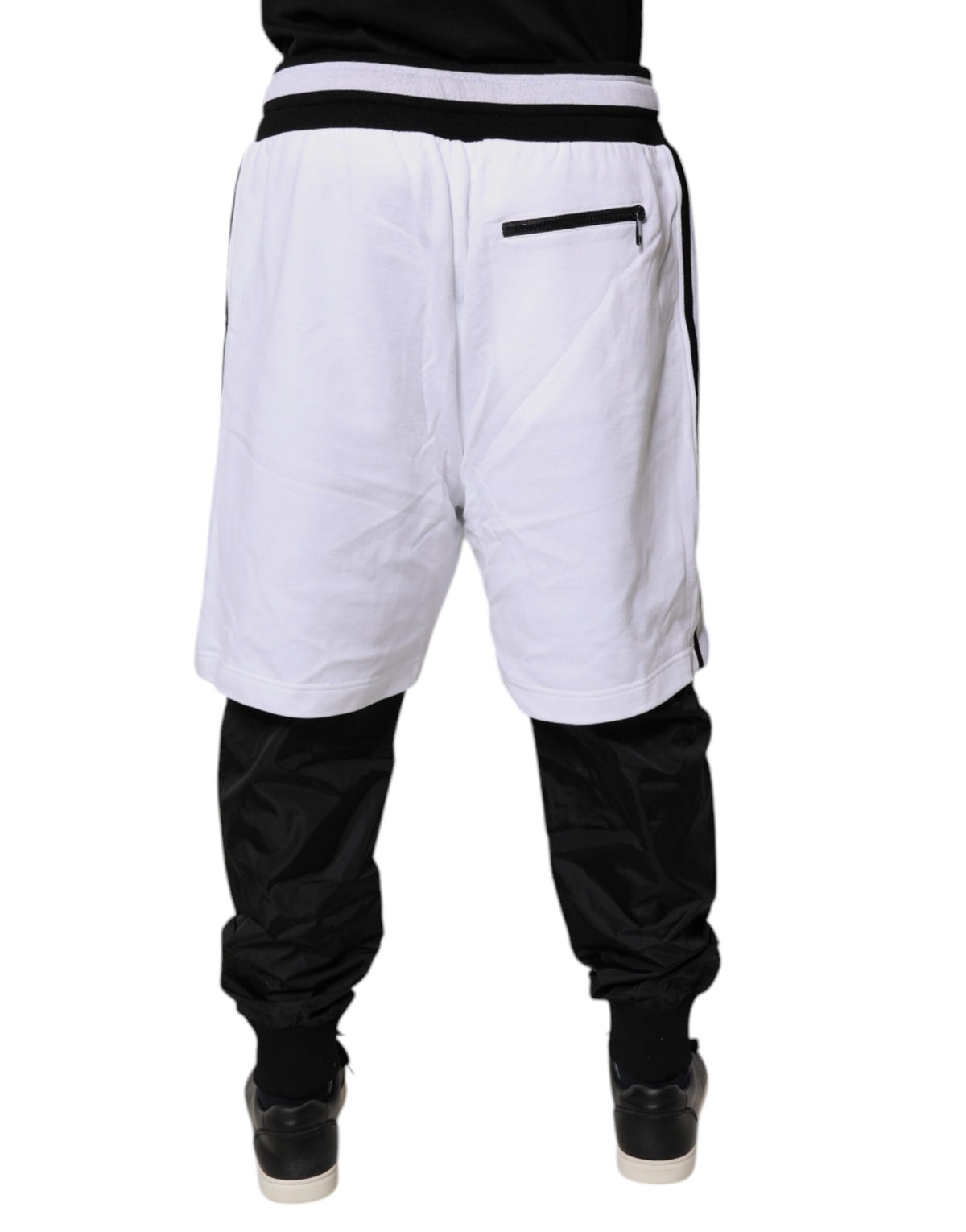 Pantalon de survêtement en coton noir et blanc à plusieurs épaisseurs de Dolce &amp; Gabbana