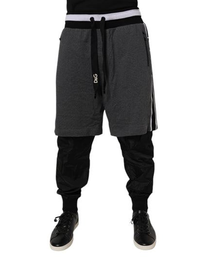 Dolce &amp; Gabbana zwarte en grijze katoenen sweatpants voor heren, in lagen.