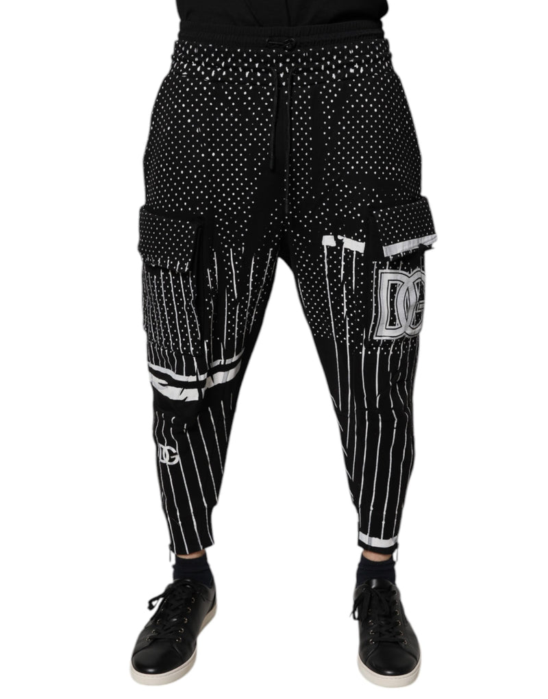 Dolce &amp; Gabbana zwarte cargo joggingbroek met stippen en strepen