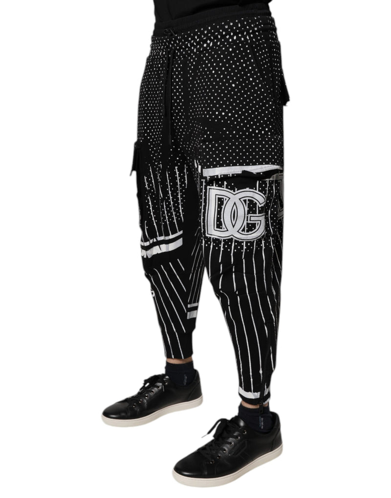 Dolce &amp; Gabbana zwarte cargo joggingbroek met stippen en strepen