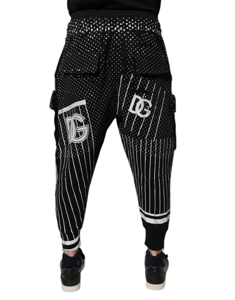 Dolce &amp; Gabbana zwarte cargo joggingbroek met stippen en strepen