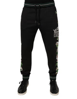 Pantalon de jogging noir à motifs floraux King pour homme de Dolce &amp; Gabbana