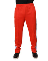 MSGM Pantalon de jogging homme rouge et blanc, taille mi-hauteur