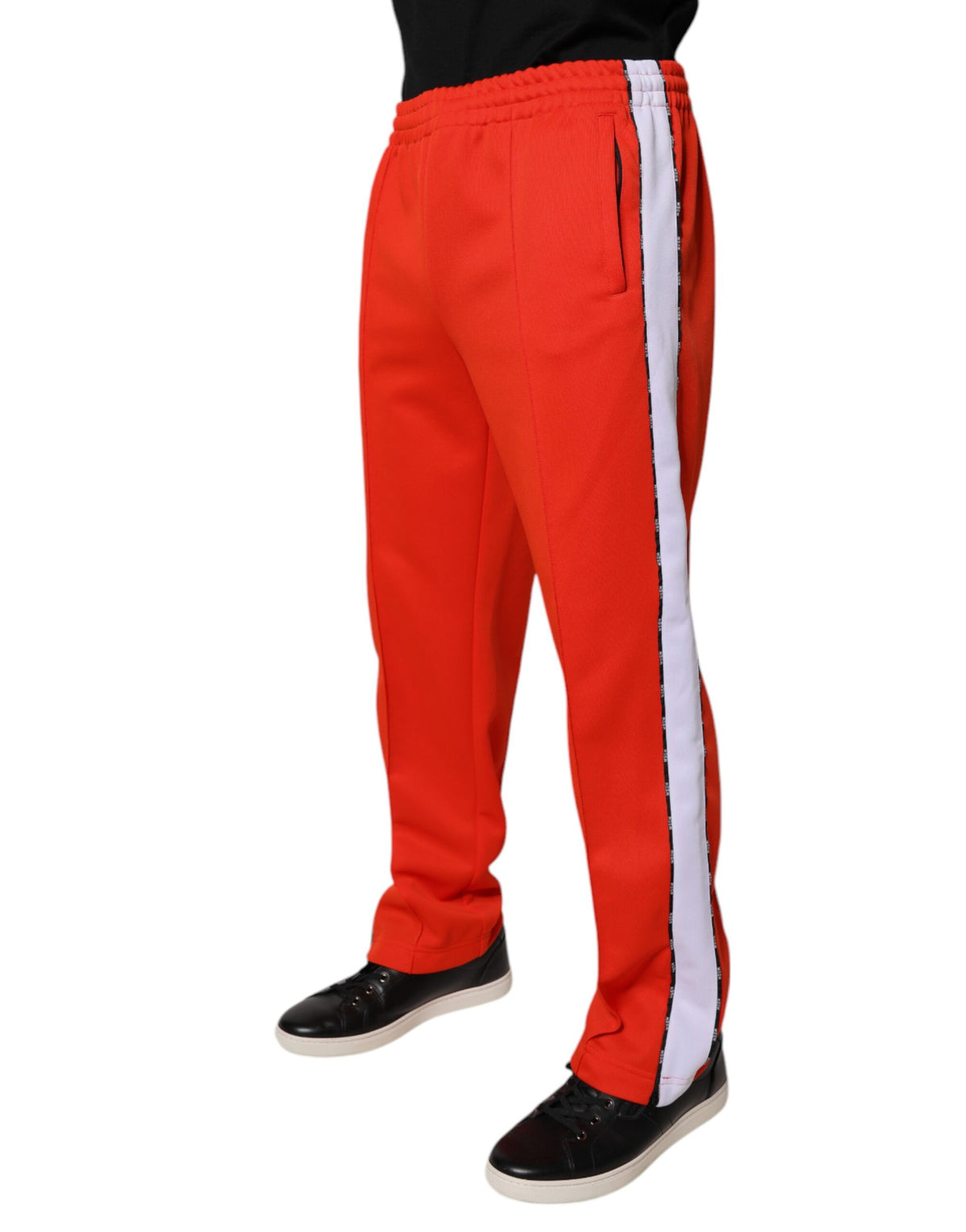 MSGM Pantalon de jogging homme rouge et blanc, taille mi-hauteur