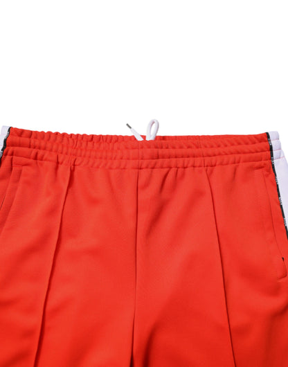 MSGM Red White Mid Waist Men Jogger Sweatpants Pants