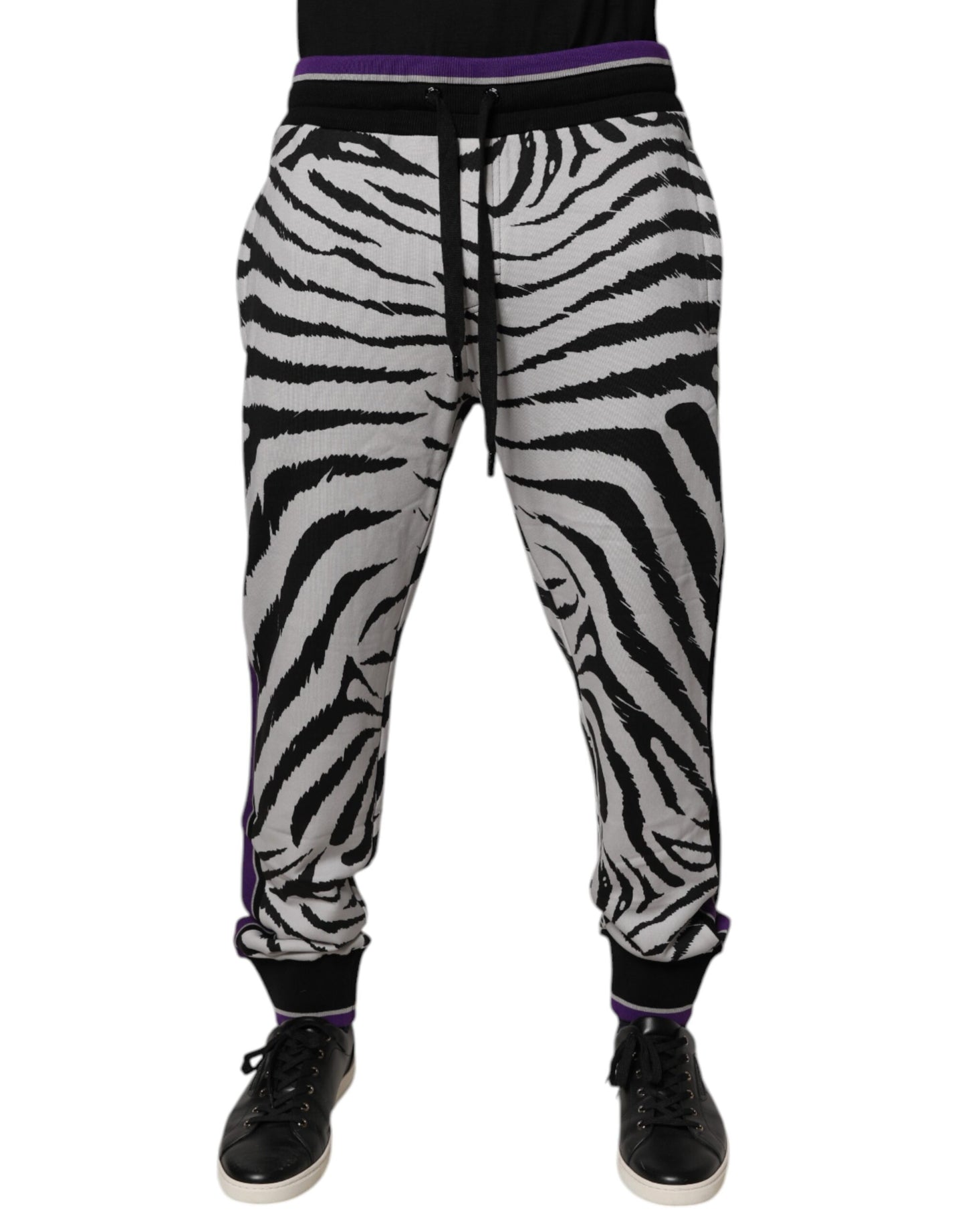 Dolce &amp; Gabbana Zwarte en Witte Zebra Heren Joggingbroek