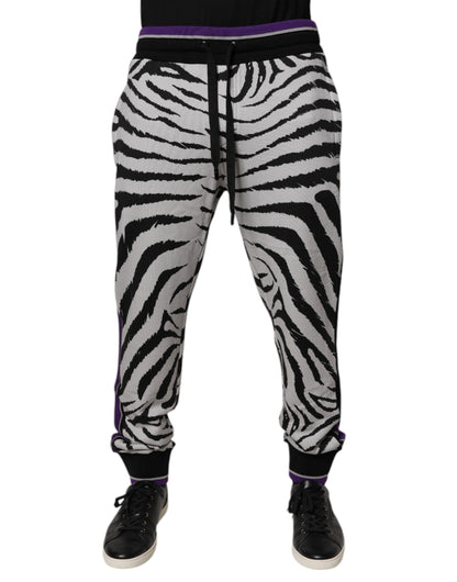 Dolce &amp; Gabbana Zwarte en Witte Zebra Heren Joggingbroek