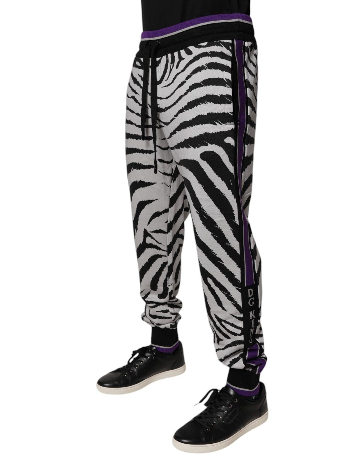 Pantalon de jogging homme Dolce &amp; Gabbana noir et blanc zèbre