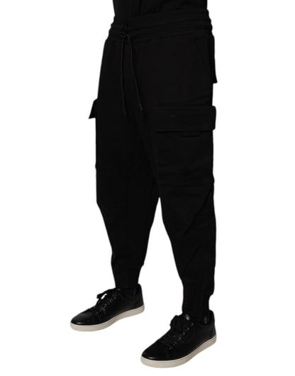 Dolce & Gabbana Black Cotton Men Cargo Jogger Sweatpants Pants