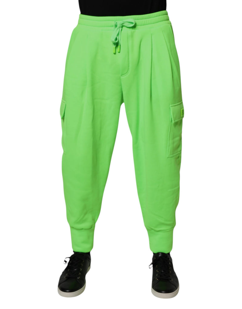 Dolce &amp; Gabbana Neon Groene Cargo Joggingbroek Heren Sweatpants Broek