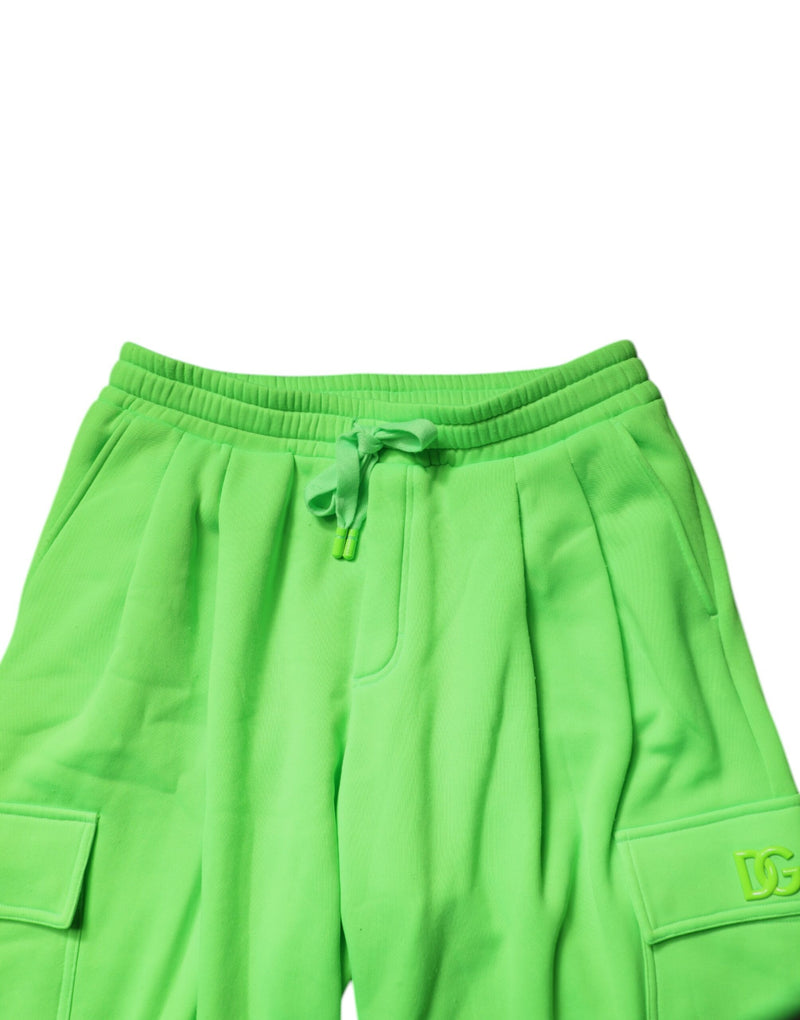 Dolce &amp; Gabbana Neon Groene Cargo Joggingbroek Heren Sweatpants Broek