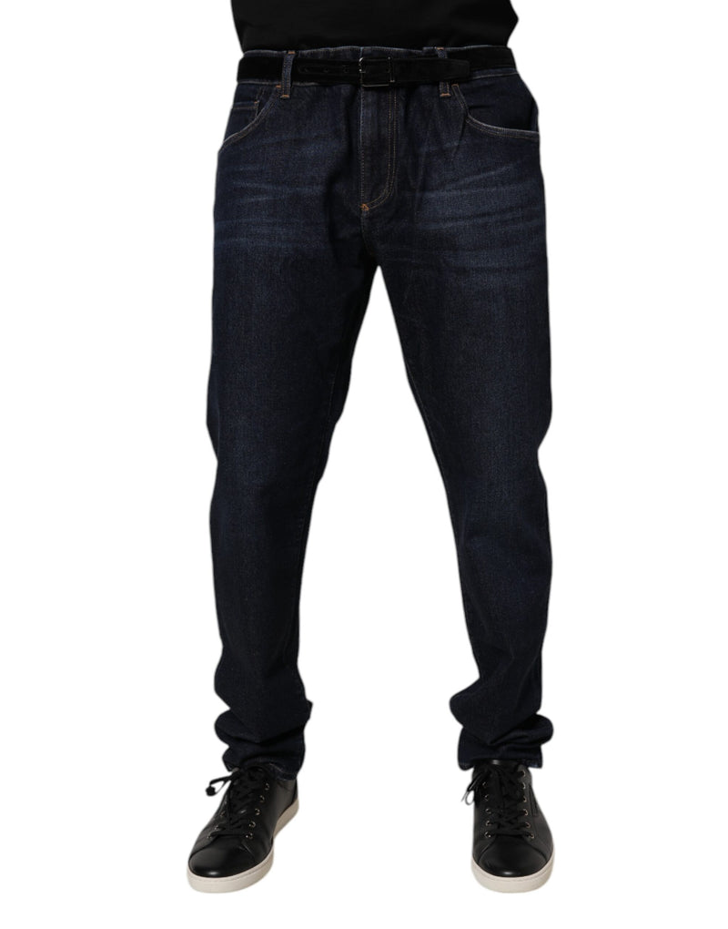 Dolce &amp; Gabbana donkerblauwe, rekbare spijkerbroek in skinny model, gemaakt van katoen.