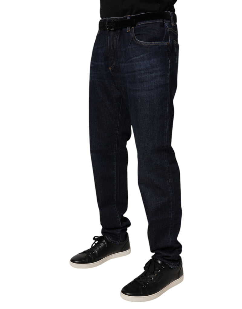 Dolce &amp; Gabbana donkerblauwe, rekbare spijkerbroek in skinny model, gemaakt van katoen.