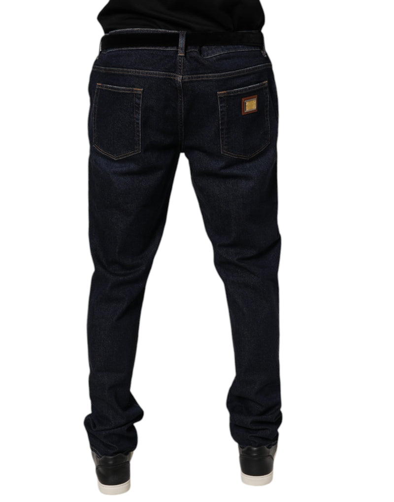 Dolce &amp; Gabbana donkerblauwe, rekbare spijkerbroek in skinny model, gemaakt van katoen.