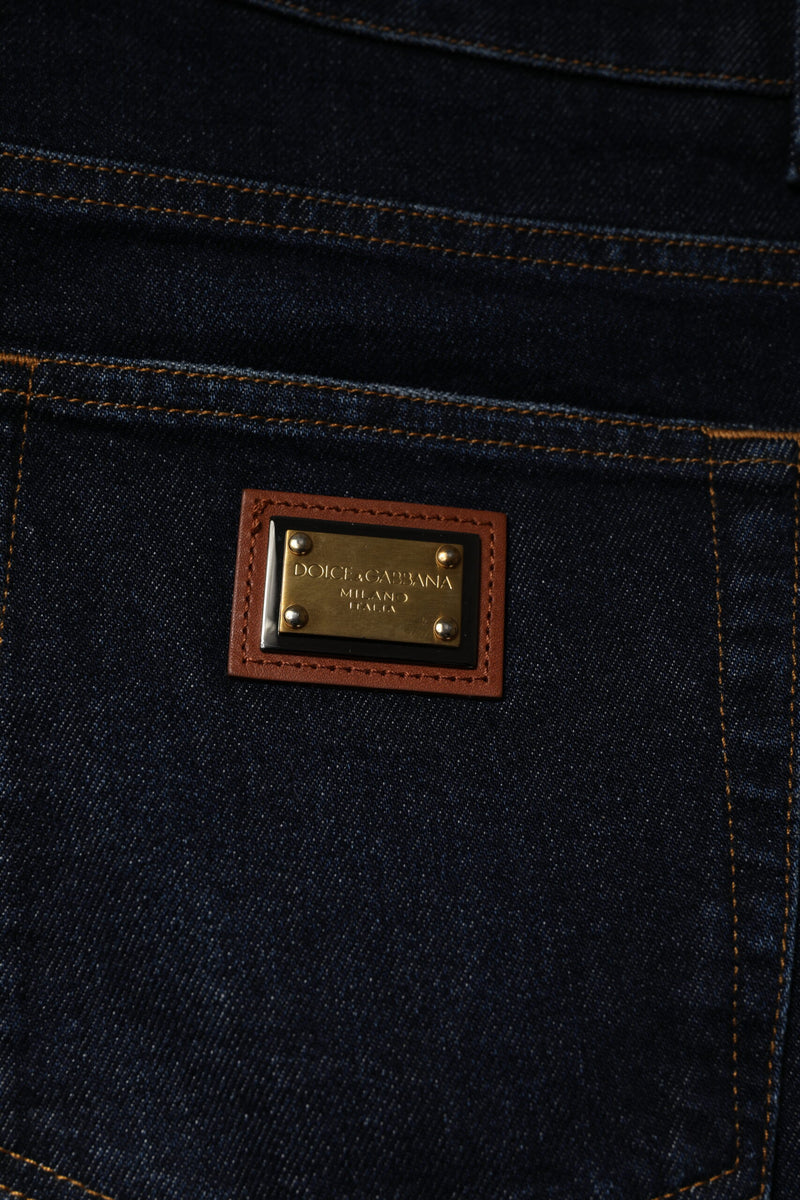 Dolce &amp; Gabbana donkerblauwe, rekbare spijkerbroek in skinny model, gemaakt van katoen.