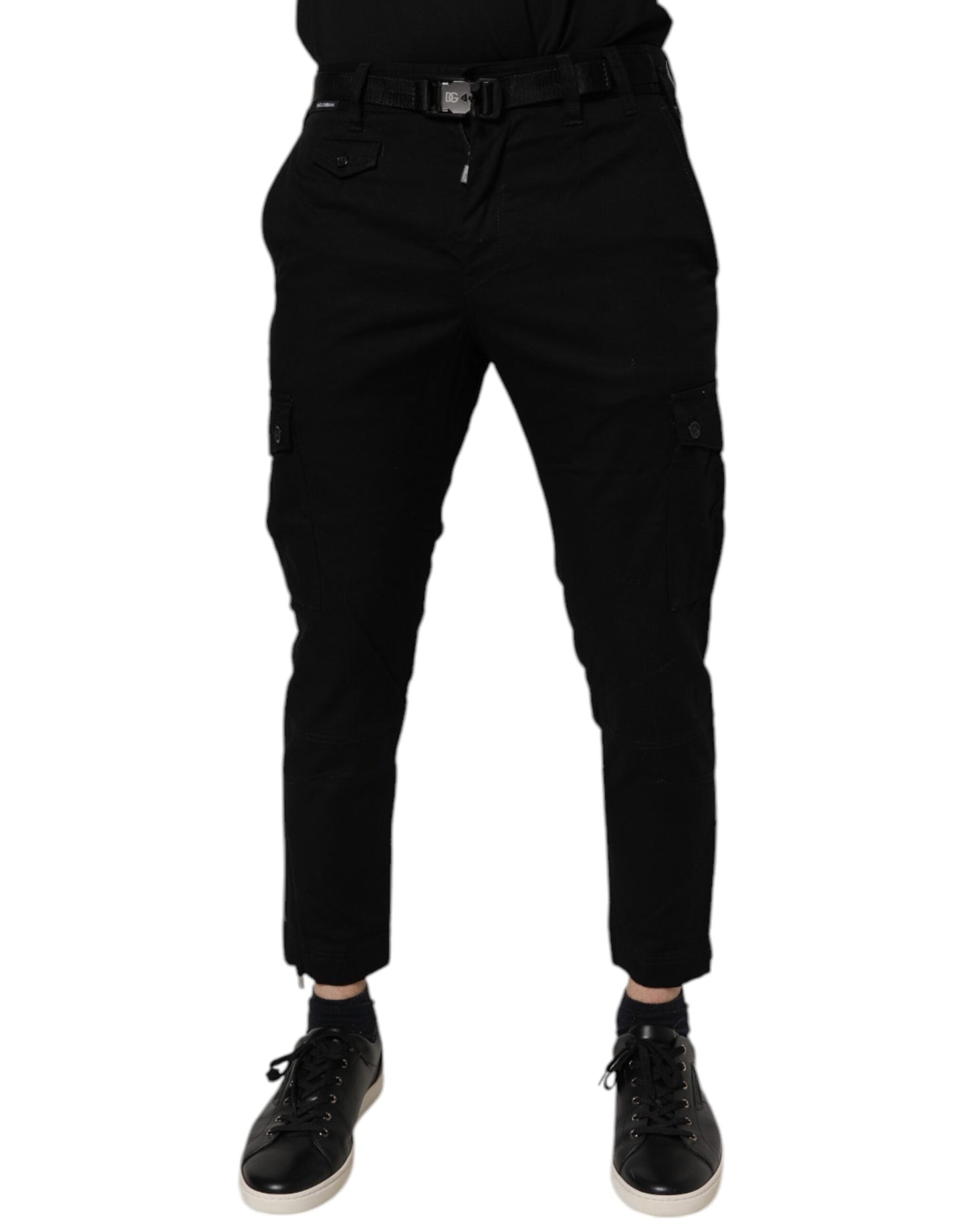 Dolce &amp; Gabbana zwarte, strakke cargojeggings van stretchkatoen