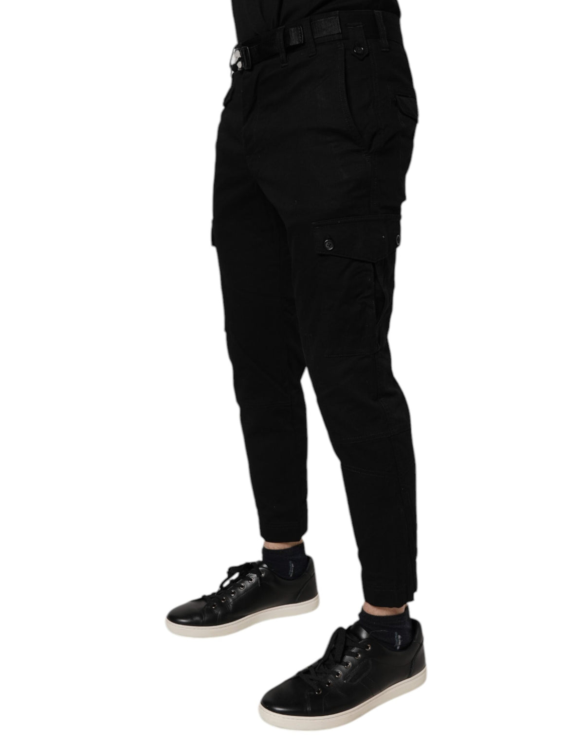 Jeans cargo skinny en coton extensible noir de Dolce &amp; Gabbana