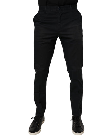 Dolce & Gabbana Black Cotton Stretch Skinny Dress Formal Pants