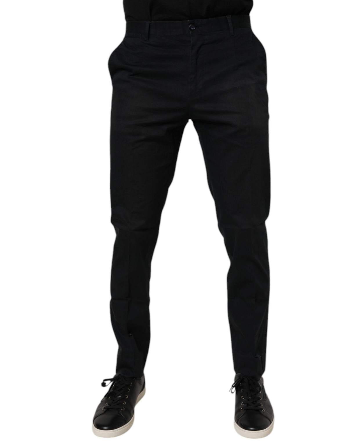 Pantalon tailleur noir en coton extensible et ajusté Dolce &amp; Gabbana