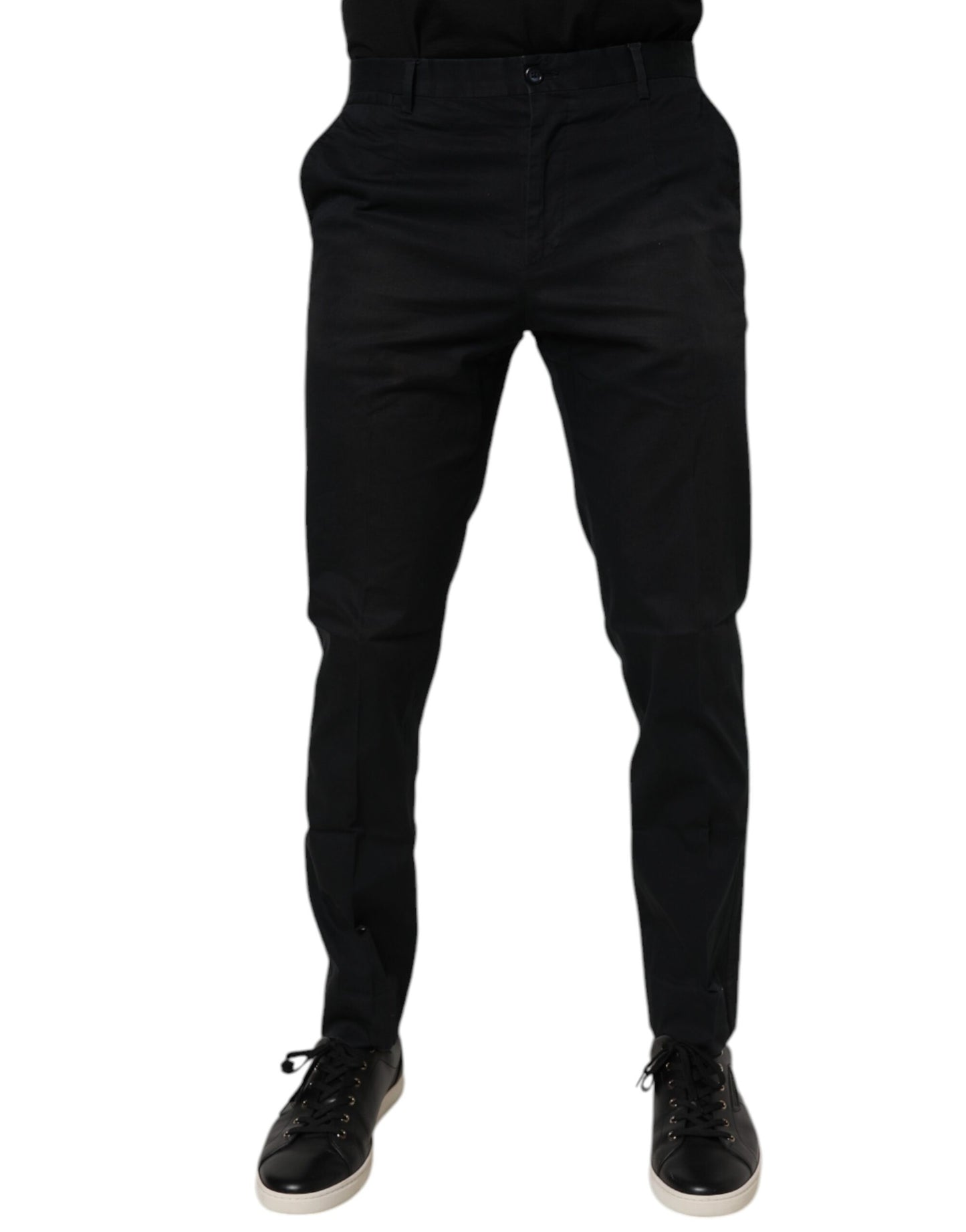 Pantalon tailleur noir en coton extensible et ajusté Dolce &amp; Gabbana