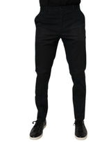 Pantalon tailleur noir en coton extensible et ajusté Dolce &amp; Gabbana