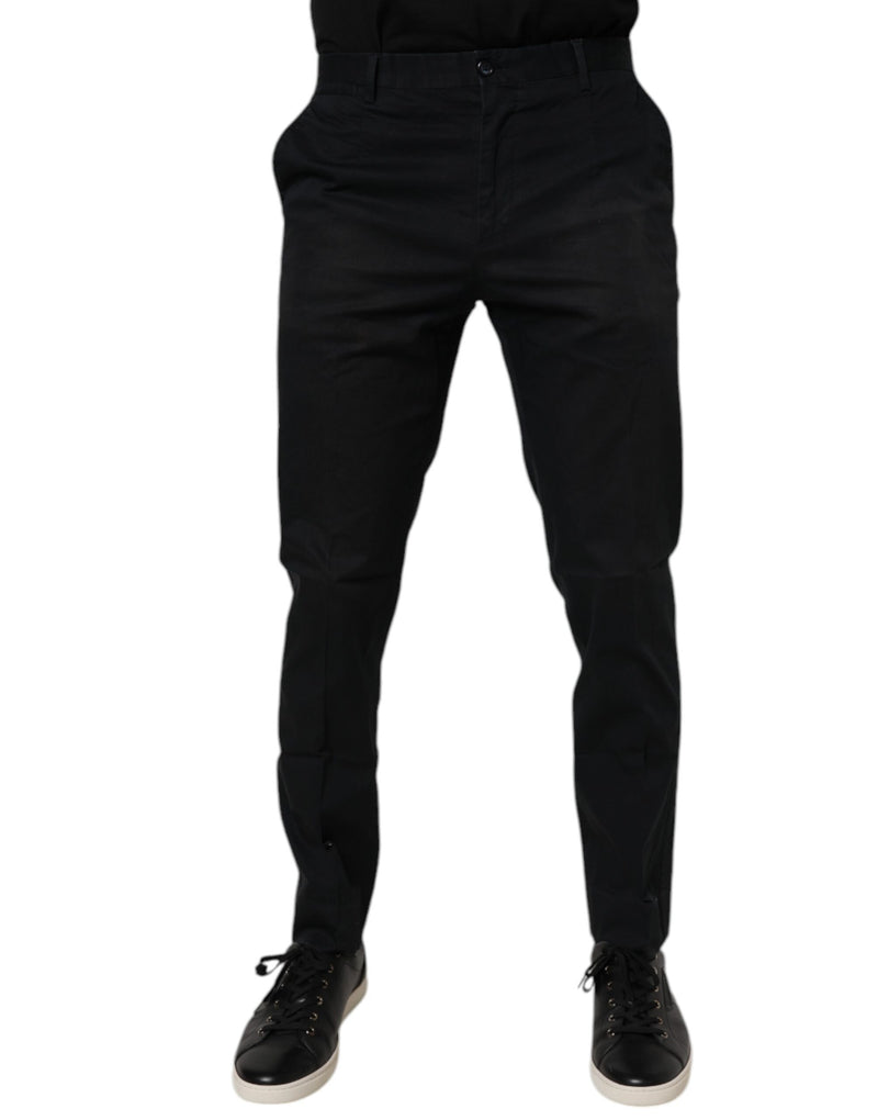 Dolce &amp; Gabbana zwarte, strakke, rekbare broek van katoen voor formele gelegenheden.
