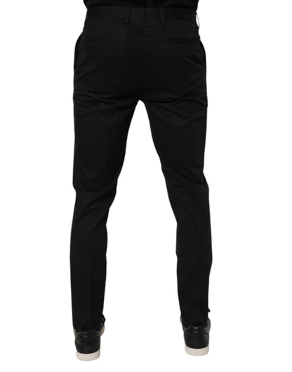 Dolce & Gabbana Black Cotton Stretch Skinny Dress Formal Pants