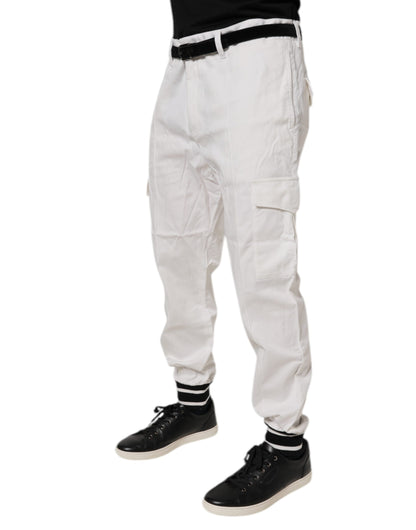Dolce & Gabbana White Cotton Jogger Cargo Skinny Pants