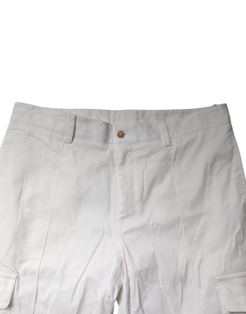 Dolce &amp; Gabbana witte katoenen cargo joggingbroek, smalle pasvorm.