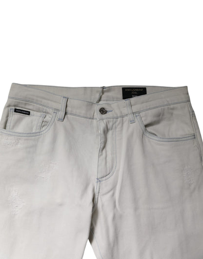 Dolce & Gabbana White Cotton Stretch Skinny Slim Denim Jeans