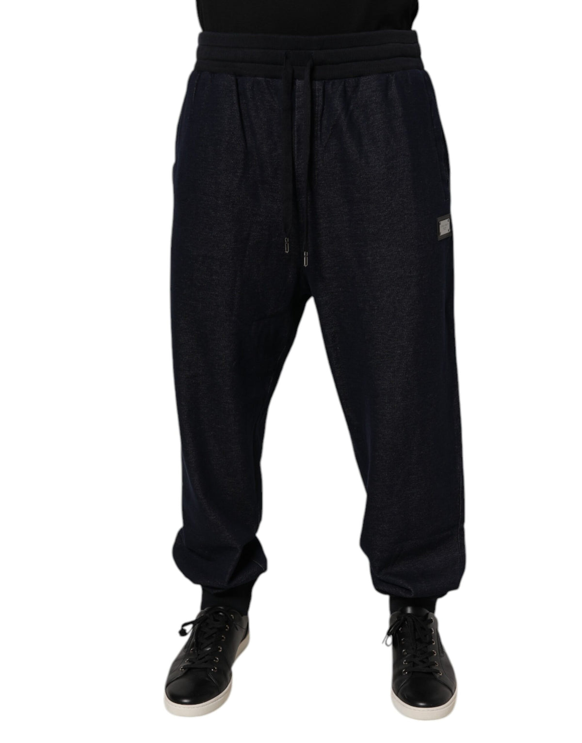 Pantalon de jogging en coton jacquard noir Dolce &amp; Gabbana