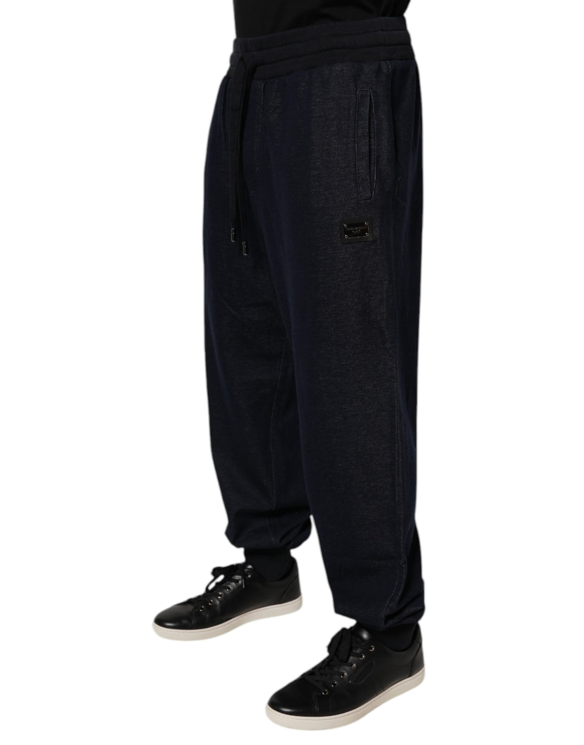 Pantalon de jogging en coton jacquard noir Dolce &amp; Gabbana