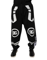 Pantalon de jogging en coton noir avec logo Dolce &amp; Gabbana